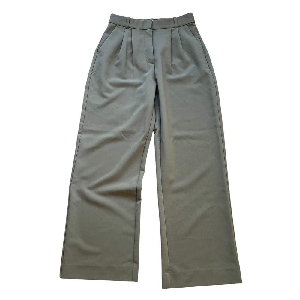 Abercrombie & Fitch Sloane Tailored Wide Leg Pleated Pant Olive Green Size 29